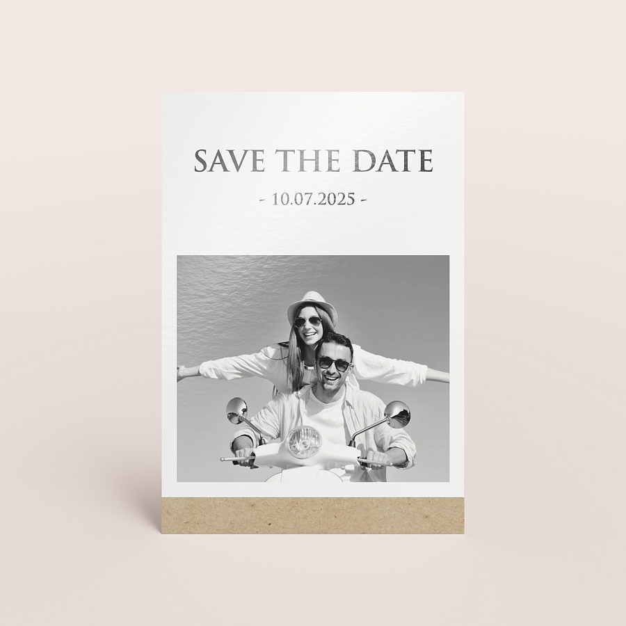 Kraft save the date kaart met foto - Trouwen (proefdruk)