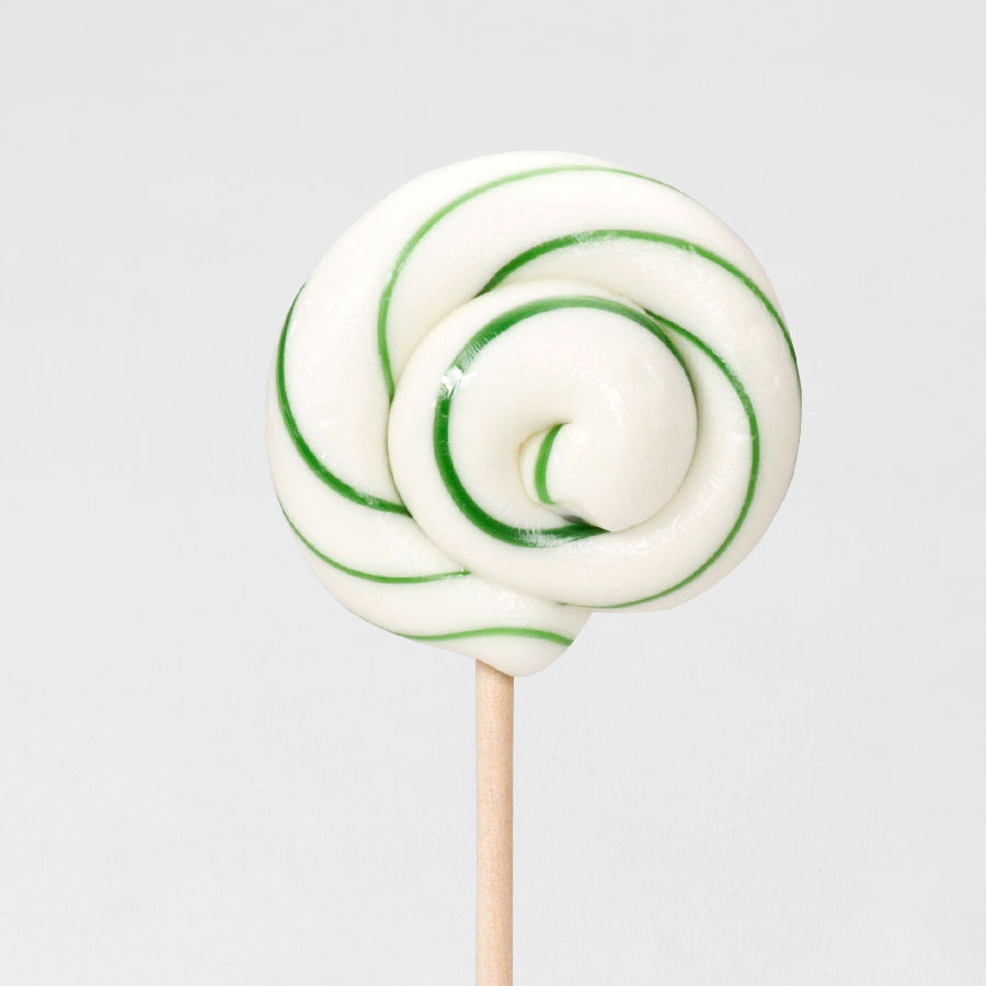 5 x Ambachtelijke witte lolly met groene strepen - Trouwen