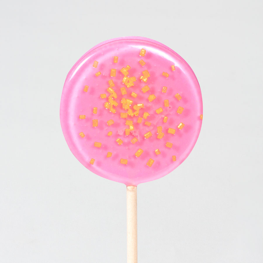 5 x Ambachtelijke roze lolly met gouden spikkeltjes - Trouwen