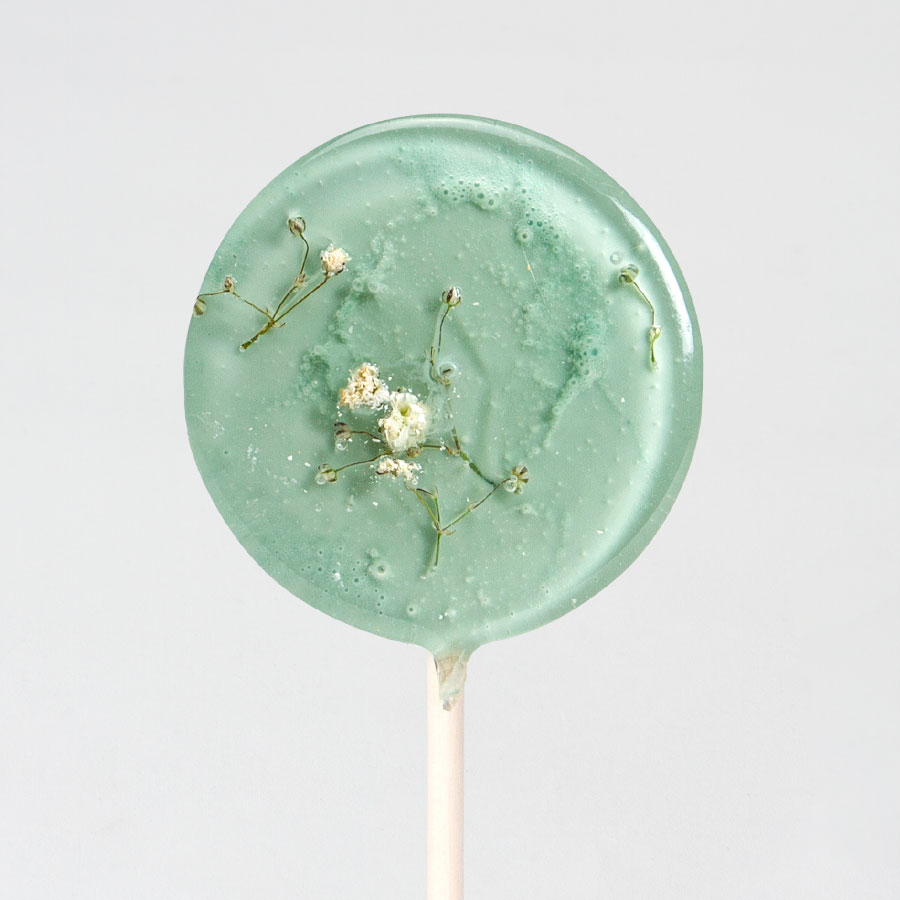 5 x Ambachtelijke groene lolly met gipskruid - Trouwen