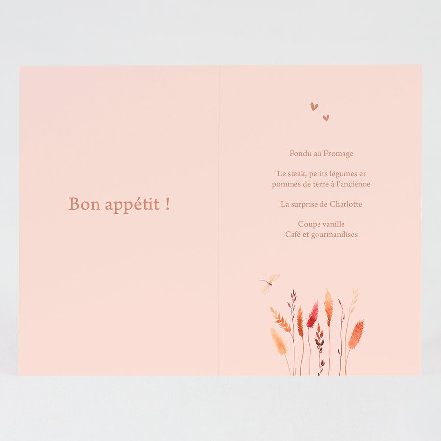 Carte Menu Bapteme Jardin Romantique Naissance Tadaaz