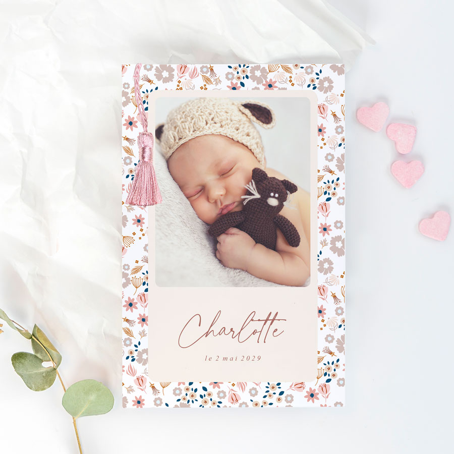 Cadeau de naissance personnalisé pour bébé fille, petites fleurs roses,  liberty, cadeau bébé, babyshower -  France