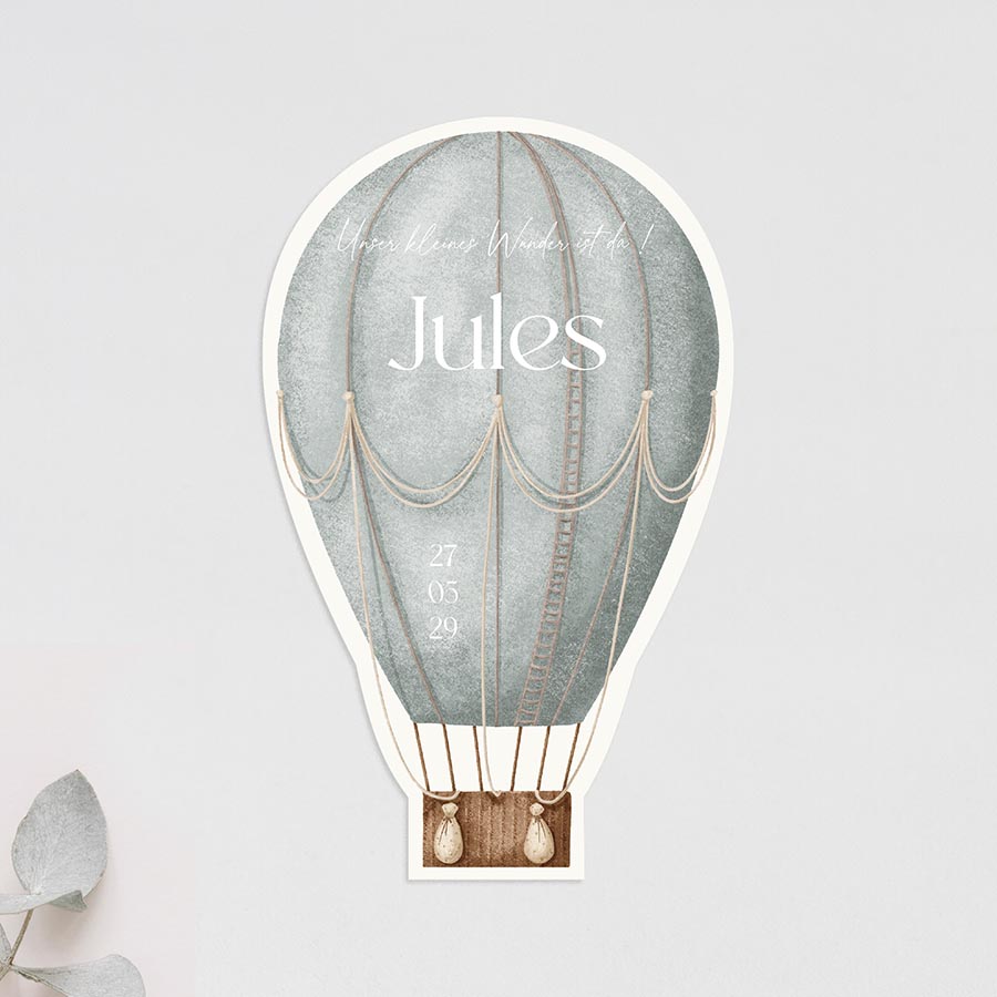 Mutterschafts-Glückwunschkarte „Heißluftballon & Teddy“ – 15,2 X 20,3 Cm, Handgefertigt In UK, Mit Umschlag