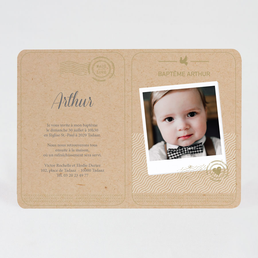 Faire part baptême passeport Naissance Tadaaz