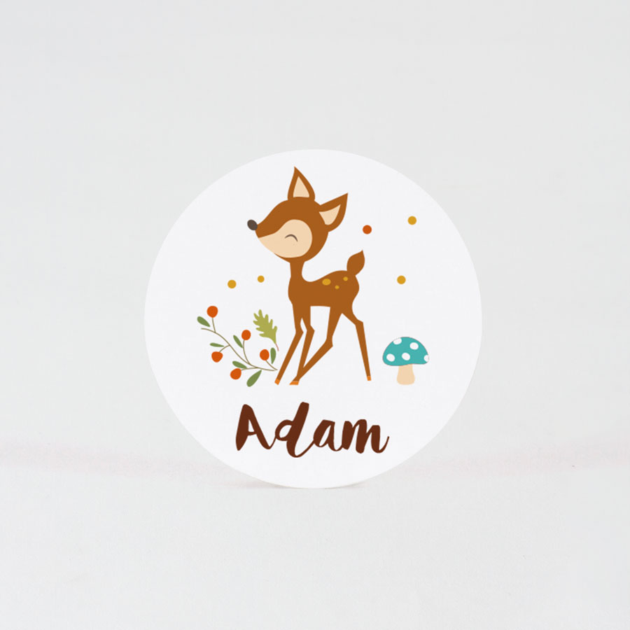 24 x Mooie ronde sticker met bambi (4,4cm) - Geboorte