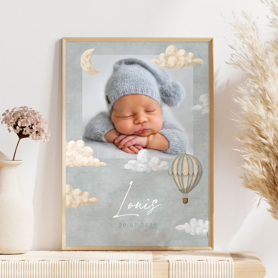 Panneau d'annonce de naissance Mikilon World - Plaque en bois pour le nom  du bébé et les détails de la naissance 