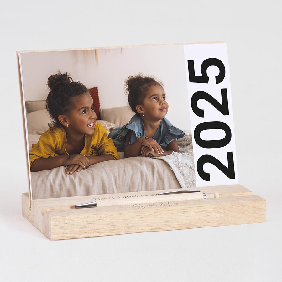 Calendrier de bureau 2024 avec support en bois Mini calendrier de