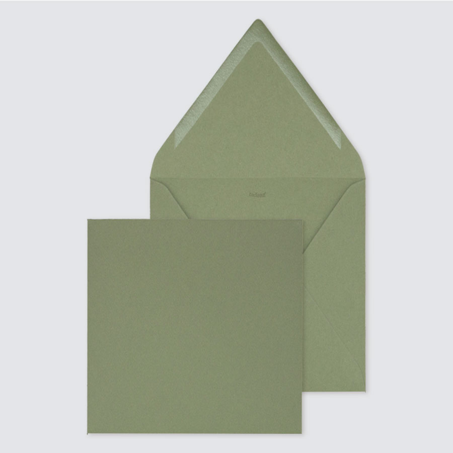 Carte de Noël avec enveloppe, carré, vert clair