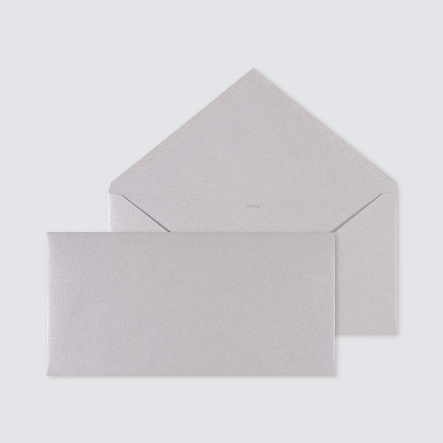 5 x Zilveren enveloppe met puntklep metallic - Communie