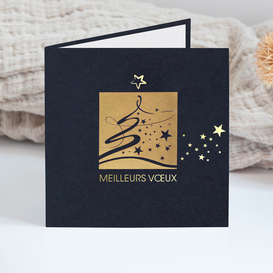 Carte bonne année doré présentez vos meilleurs vœux souhaits avec enveloppe