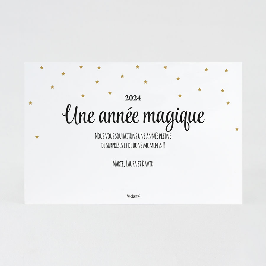 Carte de vœux 2024 avec découpes dans sa pochette. carte de vœux