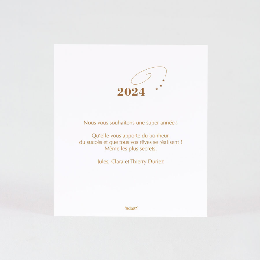 Carte de vœux 2024 avec découpes dans sa pochette. meilleurs vœux