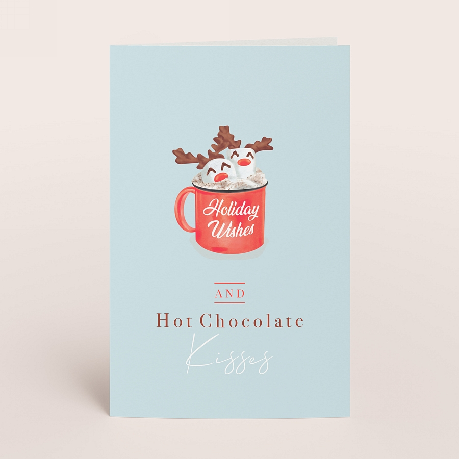 Leuke kerstkaart hot chocolate kisses (proefdruk)