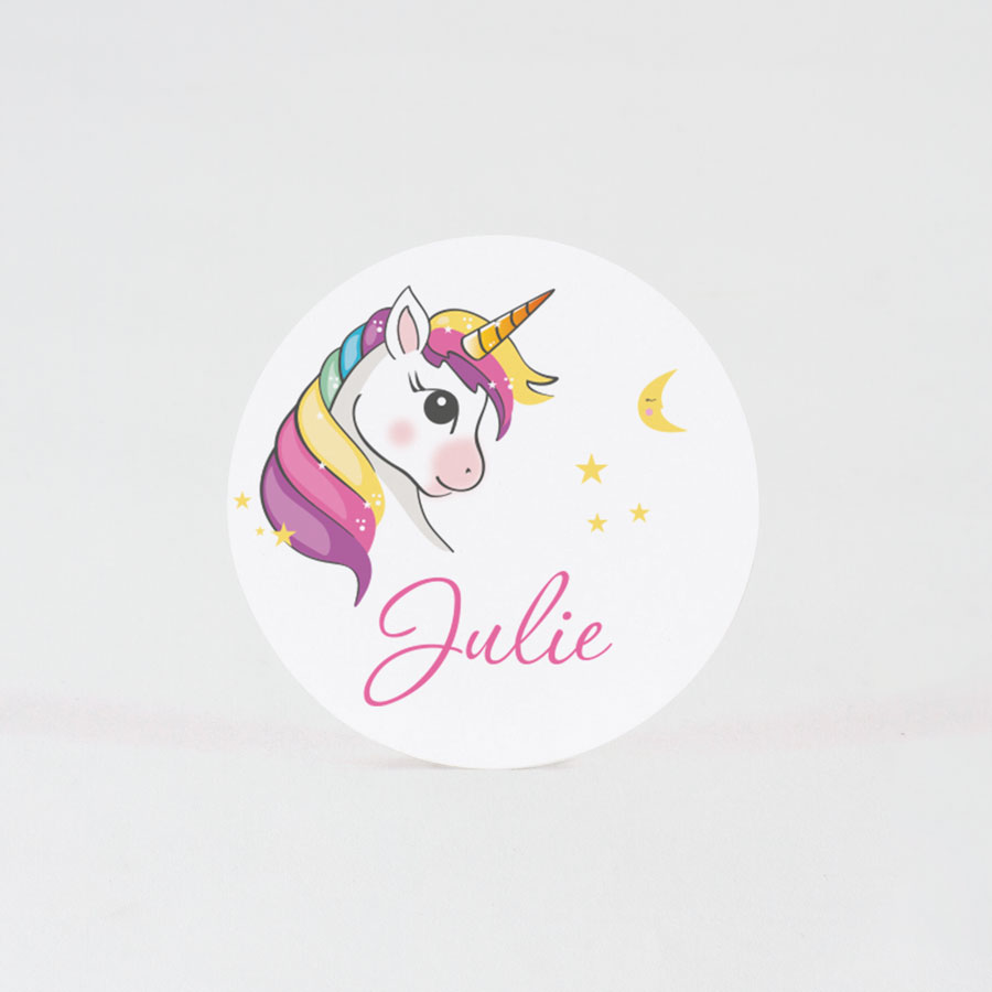 24 x Ronde sticker met unicorn en naam (4,4cm) - Communie