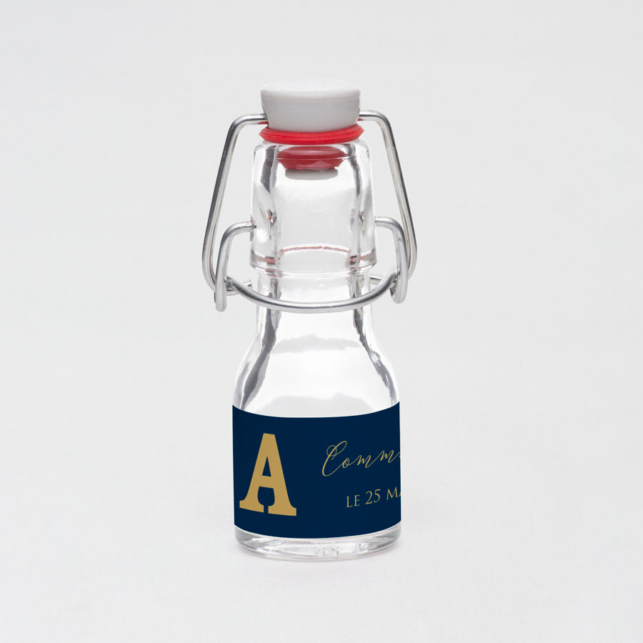 Sticker mini bouteille en verre communion initiale - Communion