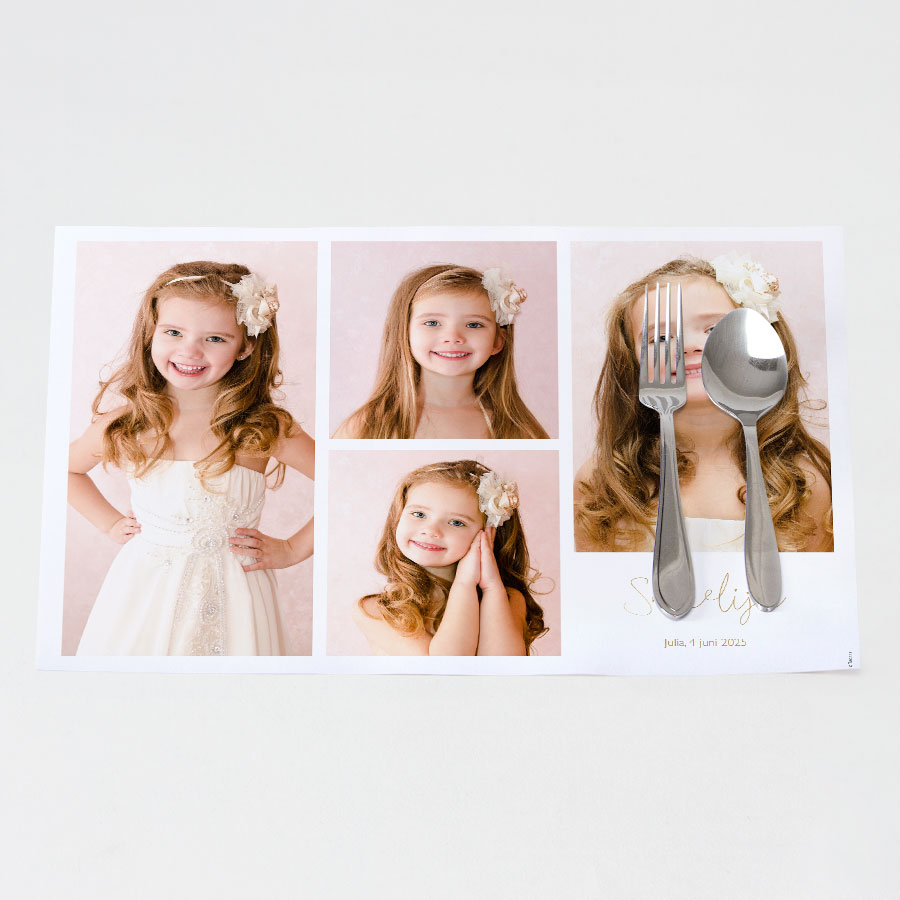 10 x Stijlvolle placemat met 4 foto's - Communie