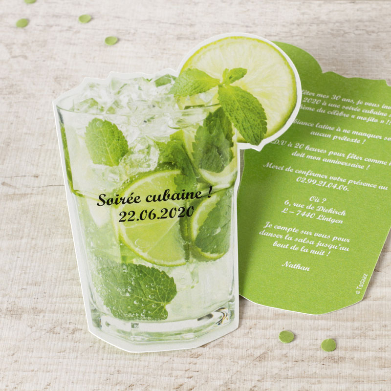 Carte D Invitation Fete Entre Amis Cocktail Mojito Fete Tadaaz