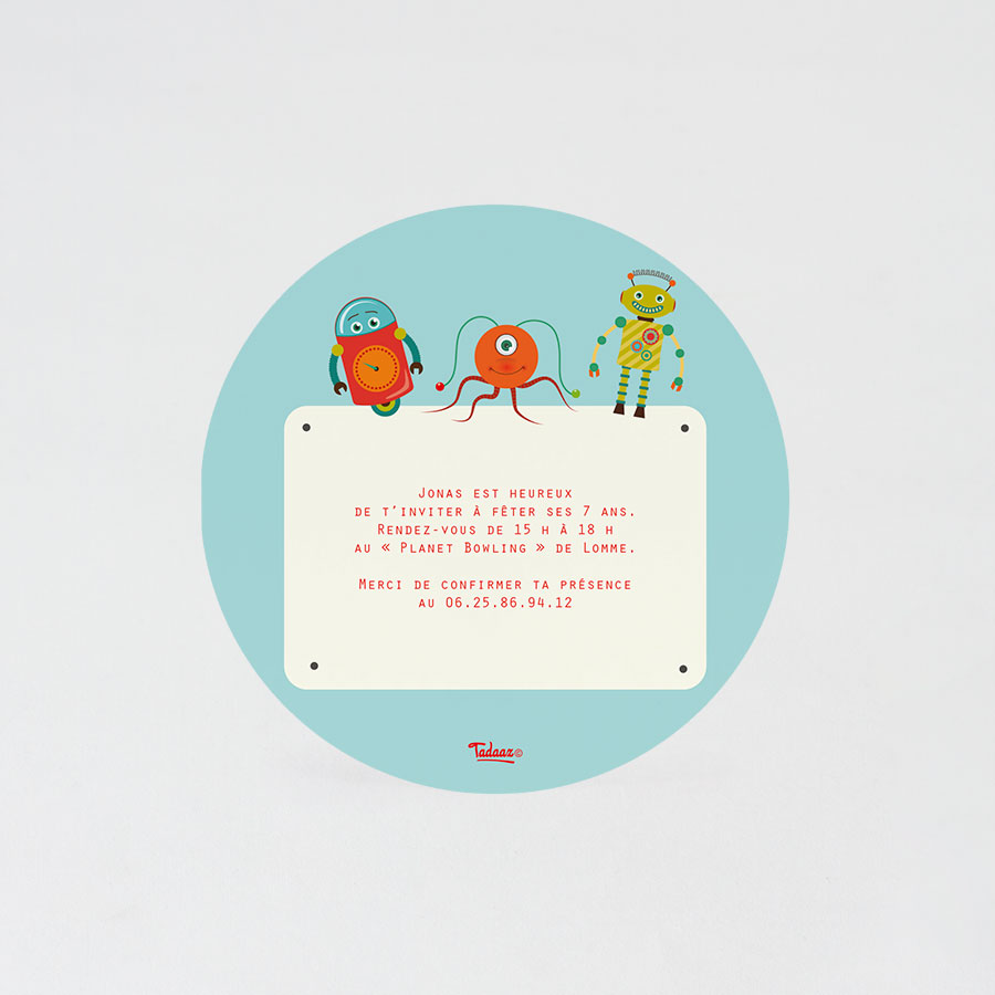 Carte D Invitation Anniversaire Enfant Robots Fete Tadaaz