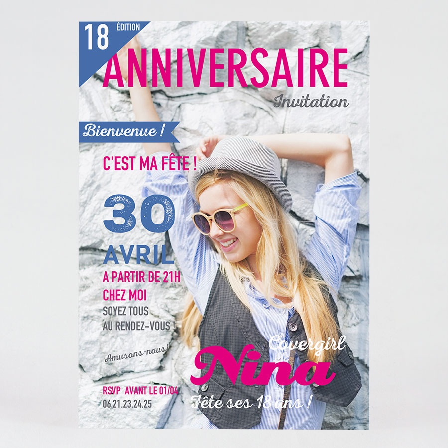 Carte d'invitation anniversaire ado magazine  Fête  Tadaaz