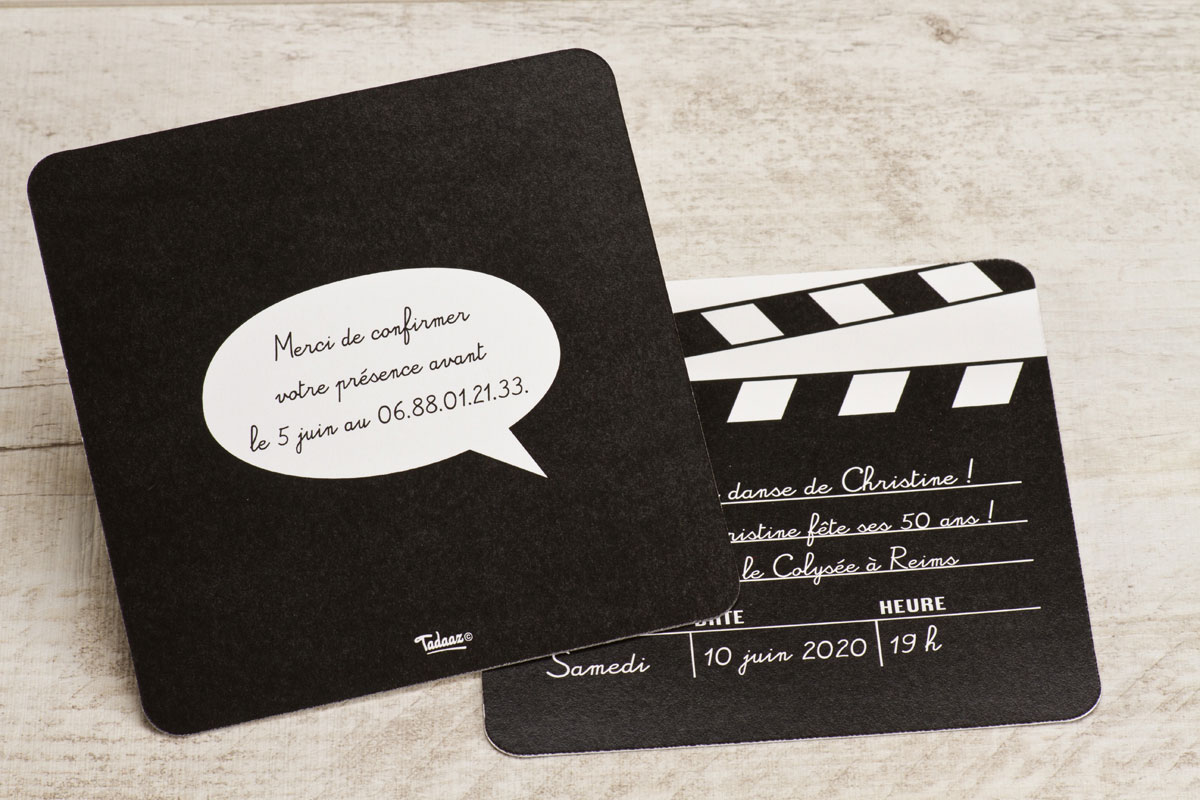 Carte D Invitation Anniversaire Enfant Clap De Film Fete Tadaaz