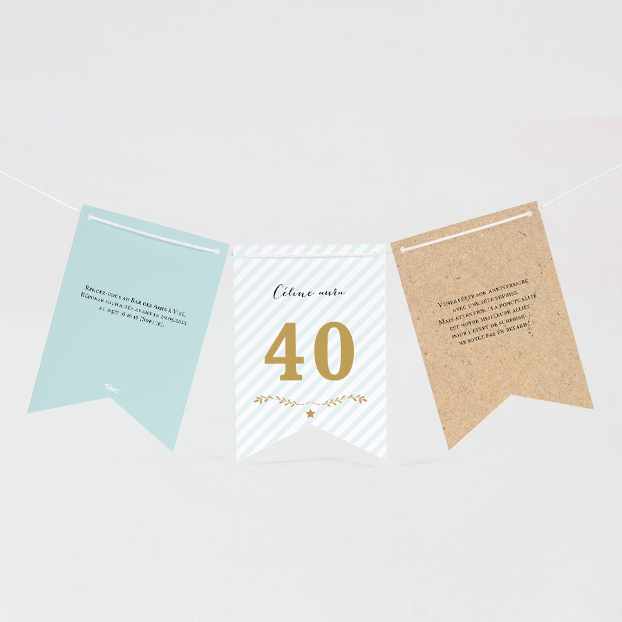 Carte D Invitation Anniversaire Adulte Guirlande Rayures Et Nature Fete Tadaaz