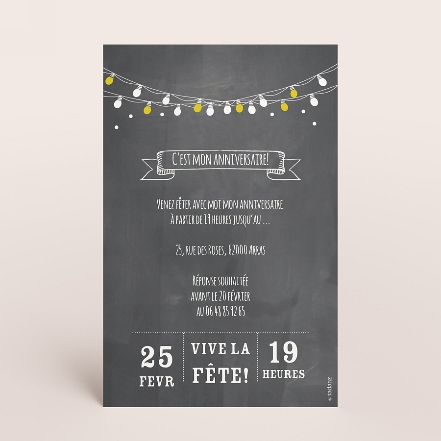 Carte D Invitation Anniversaire Adulte Effet Ardoise Et Ballon Fete Tadaaz