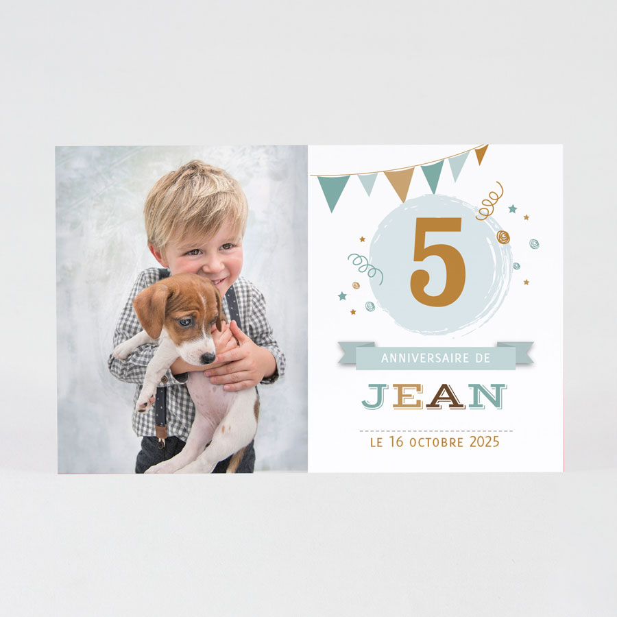 Carte D Invitation Anniversaire Enfant Photo Et Fanion Fete Tadaaz