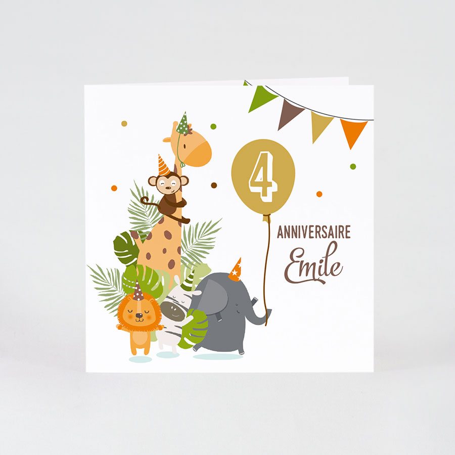 Carte d'invitation anniversaire Jungle