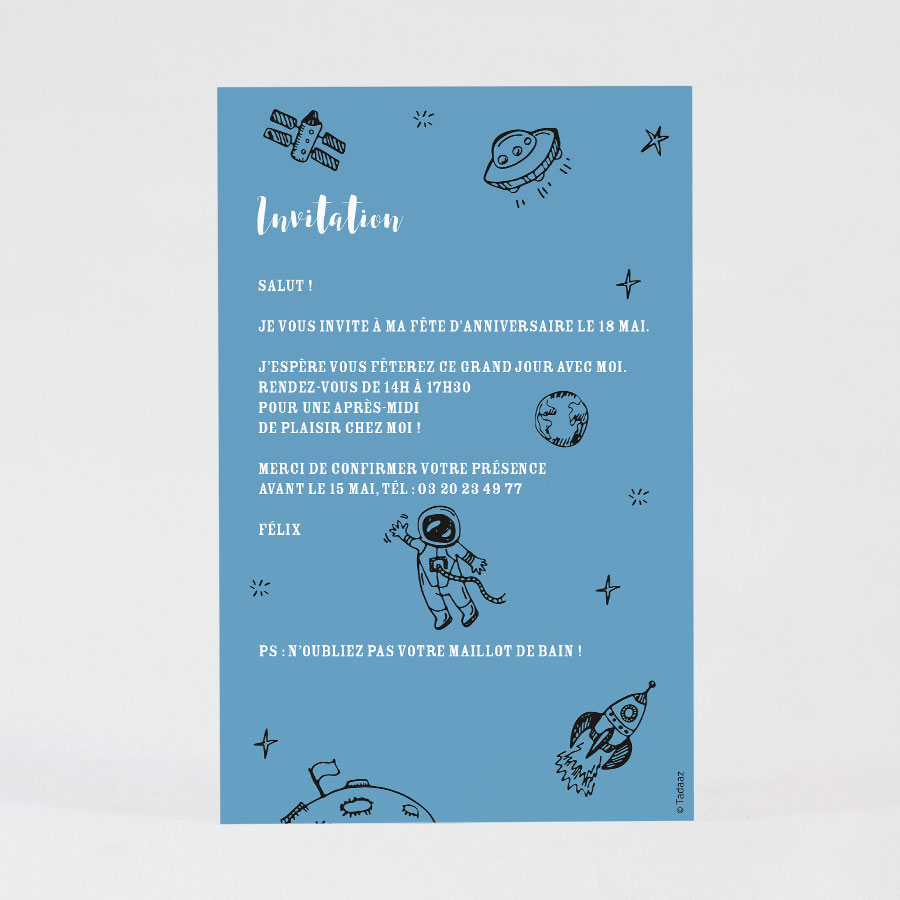 Carte D Invitation Anniversaire Enfant Le Monde De L Espace Fete Tadaaz
