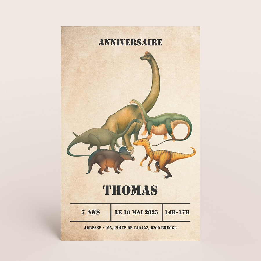 Invitation anniversaire dinosaures - Fête