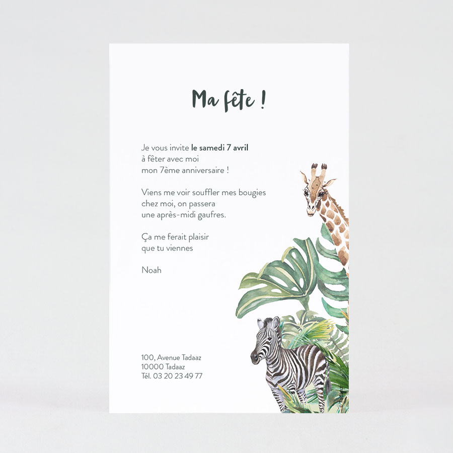 Carte d'invitation anniversaire enfant Animaux de la forêt - Fête