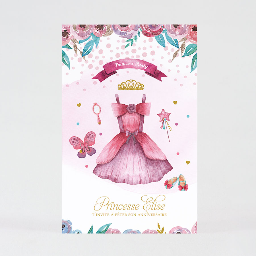 Carte d'invitation anniversaire enfant princesse - Fête