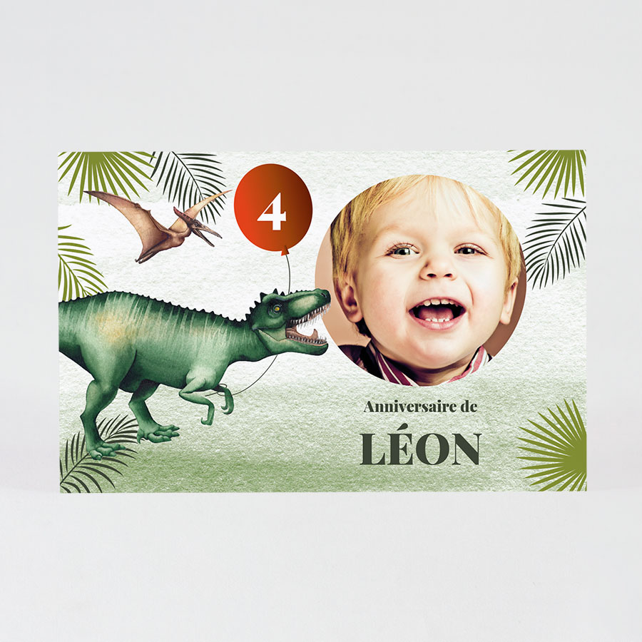 Carte d'invitation anniversaire enfant dinosaure T-rex - Fête