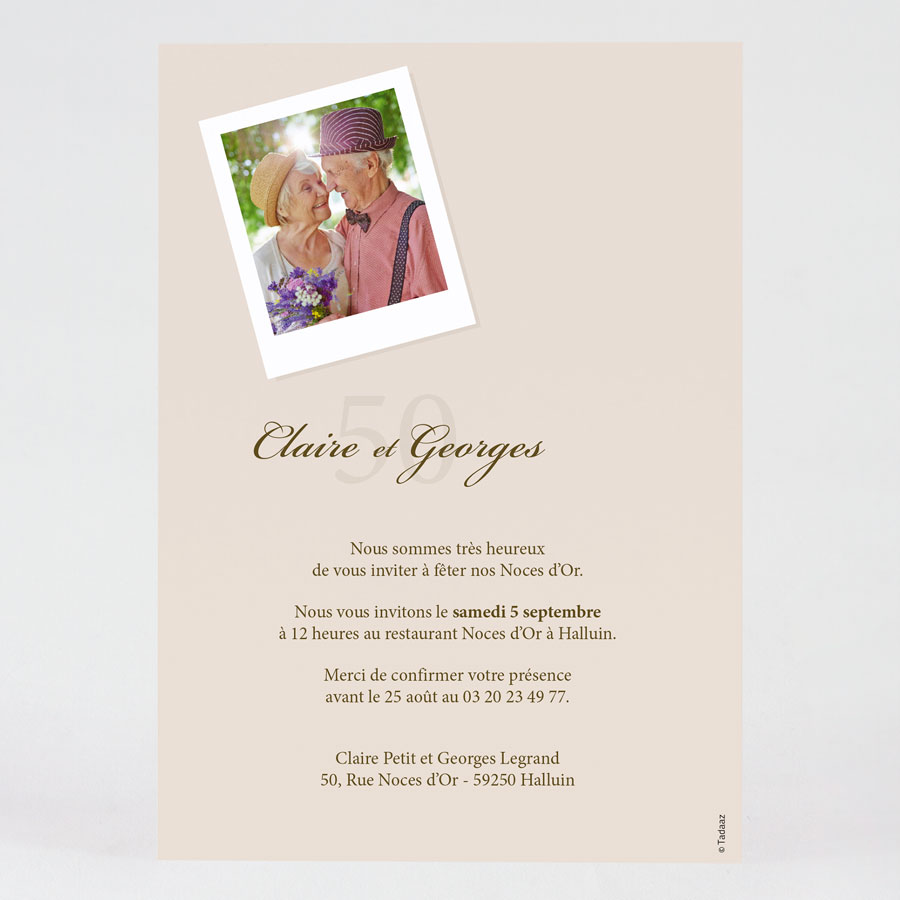 Texte Invitation Anniversaire De Mariage 50 Ans Carte d'invitation anniversaire de mariage 50 ans - Fête | Tadaaz