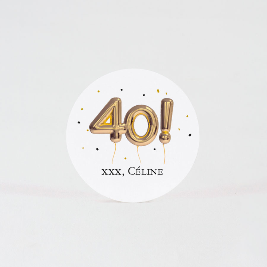 30 x Kleine sticker 40 in cijferballonnen - Feest