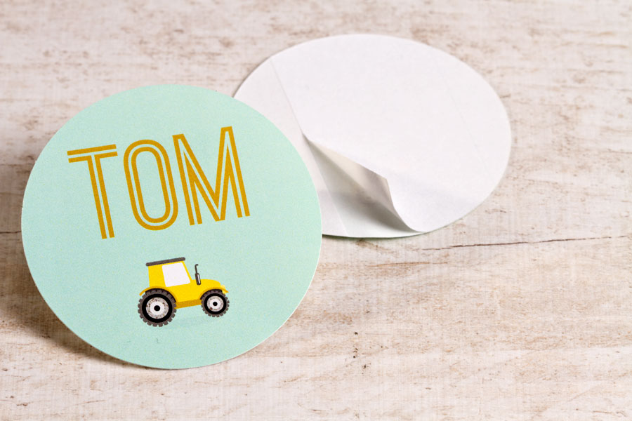 24 x Ronde sticker met tractor groot (5,9cm) - Feest