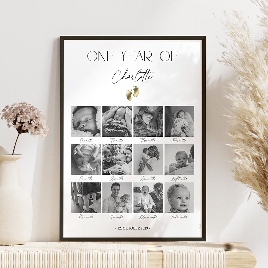 Poster erstes Jahr deines Babys mit Fotos 'Wunderjahr' | veredelt