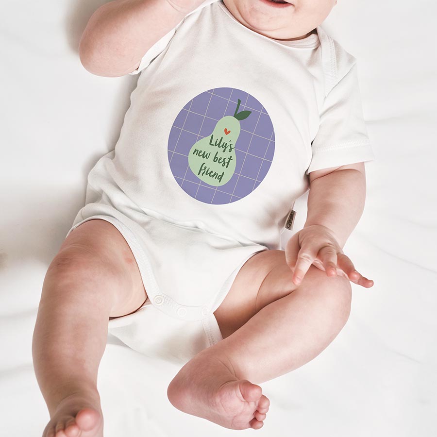 Hip doopsuikerdoosje met naam, ruitjes en peer Geboorte Tadaaz