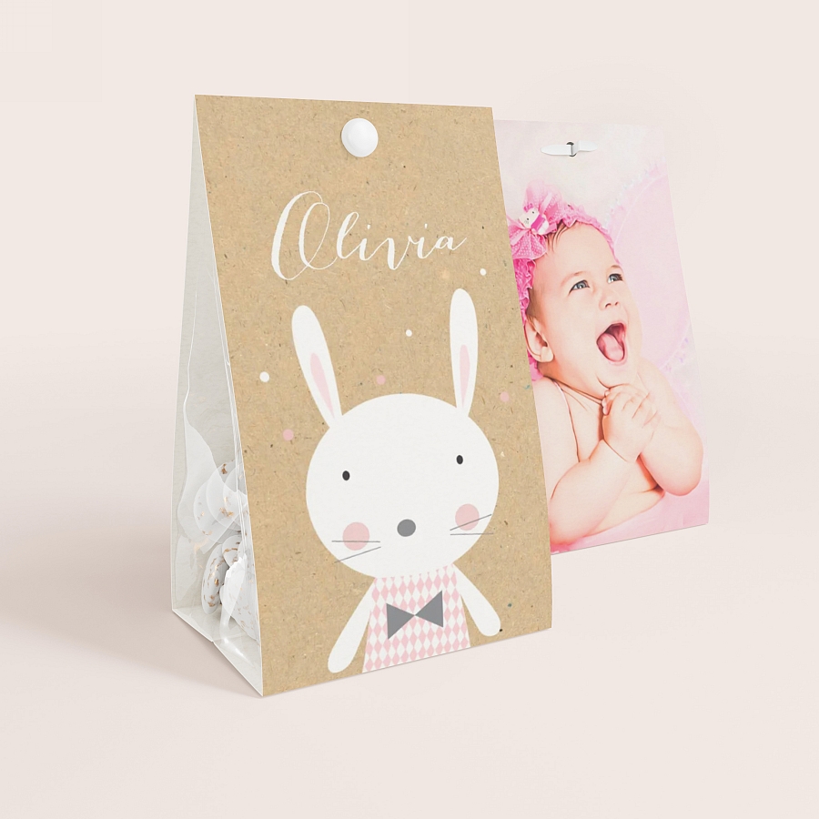 Etui A Dragees Bapteme Lapin Rigolo Avec Photo Naissance Tadaaz