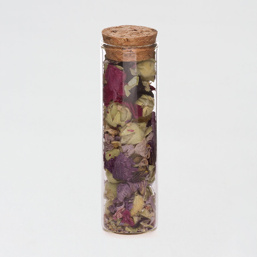 dosis Roestig Meer Glazen buisjes met kurk gevuld met Althoea Naturel droogbloemen - Trouwen |  Tadaaz
