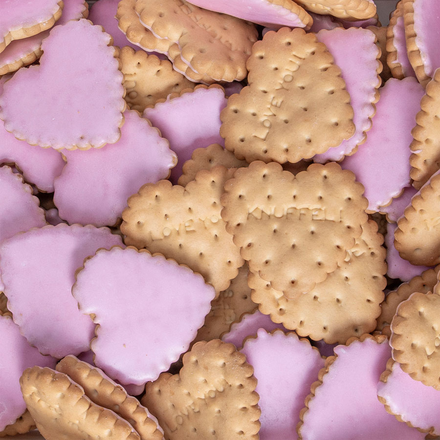 Hartvormige likkoekjes roze 500gr - Communie