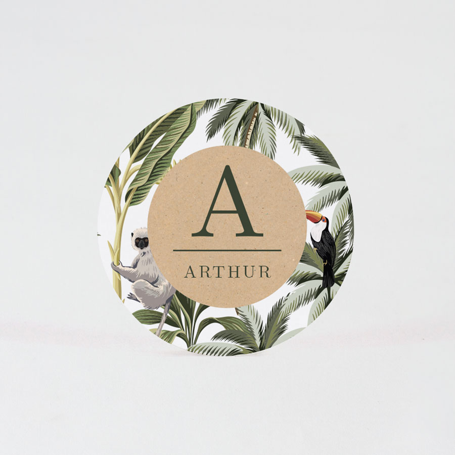 24 x Jungle sticker met naam (5,9 cm) - Geboorte