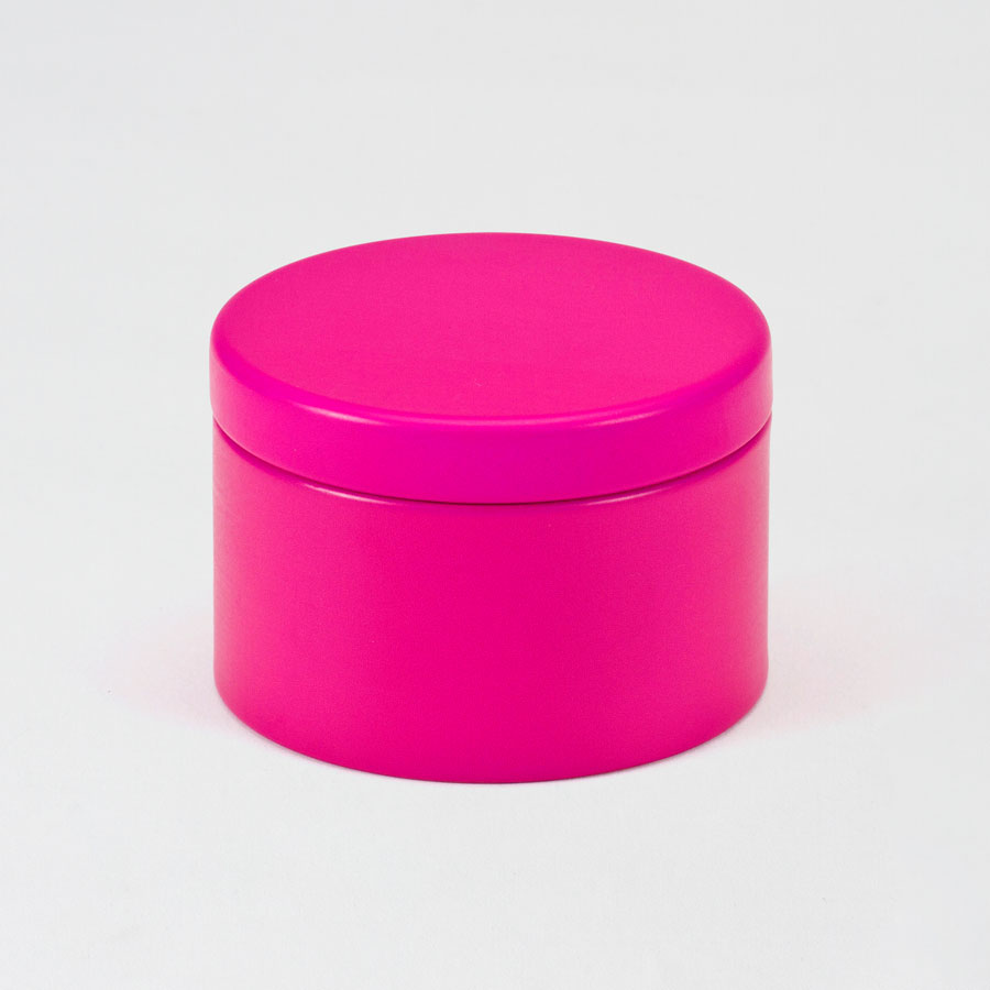 12 x Rond blikken doosje fuchsia - Geboorte