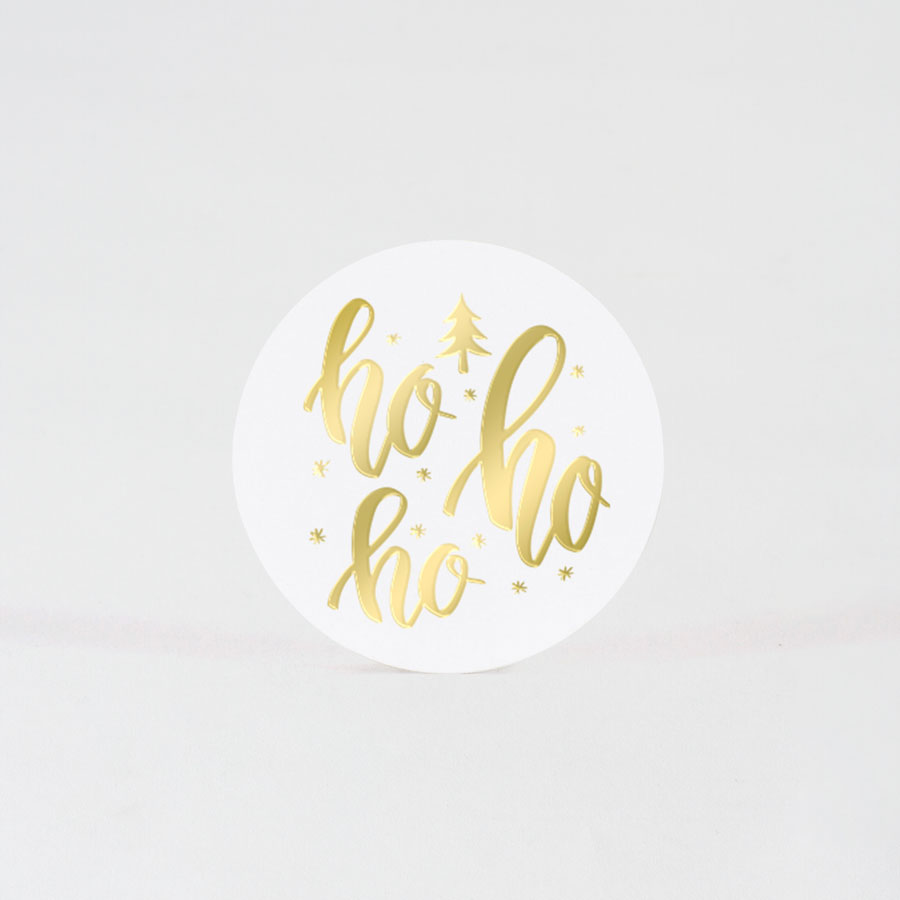 30 x Ronde sticker &apos;hohoho&apos; in goudfolie (3,5 cm) - Kerst